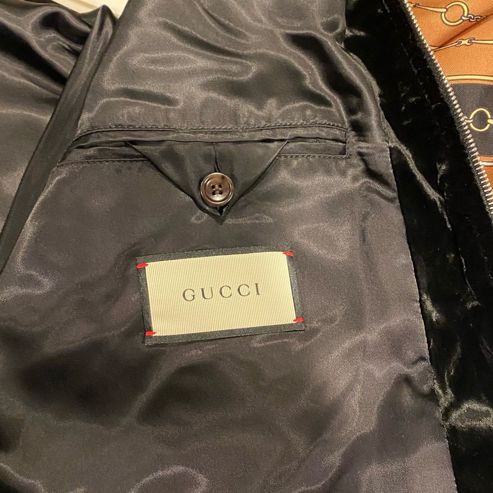 NWT *Authentic* GUCCI Mixed Media Velvet Track Jacket *SIZE 48 - Picture 8 of 10